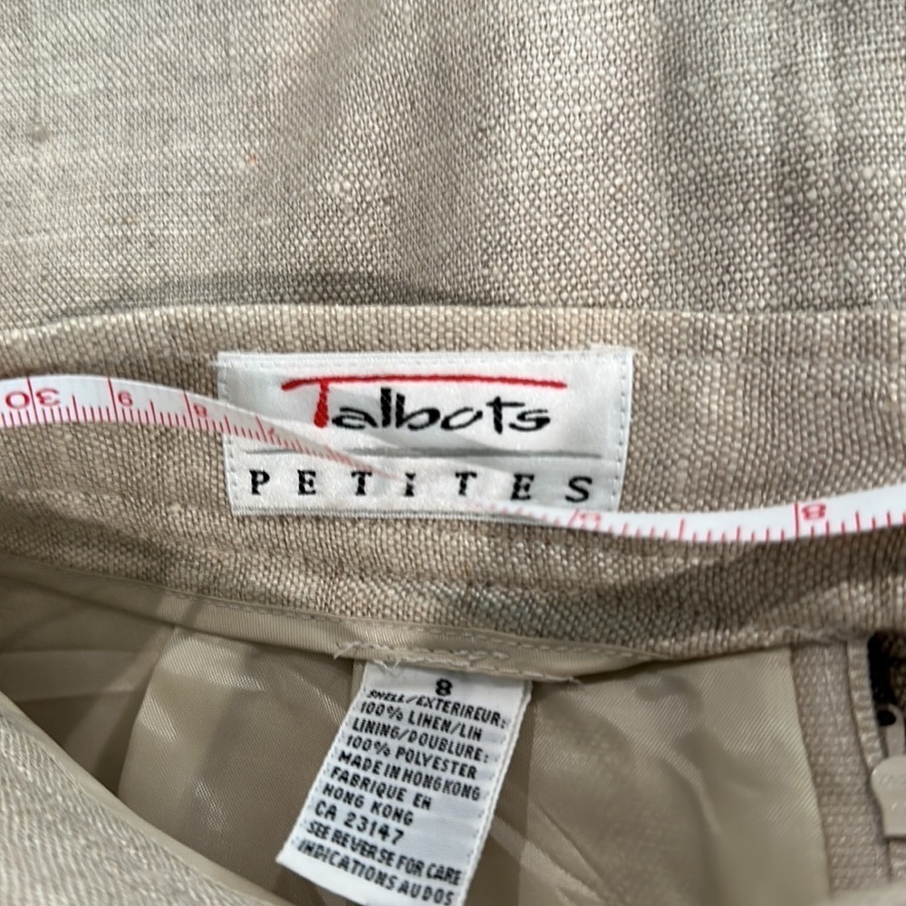 Talbots Petites Vintage Oatmeal Linen Skirt Sz 8 - Picture 7 of 7